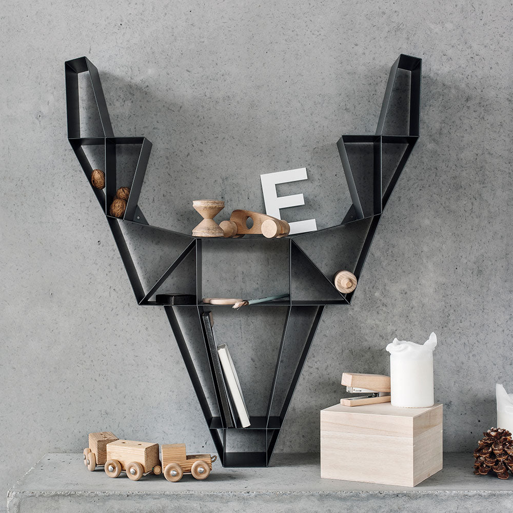 Shelf Deer metal large black - Display