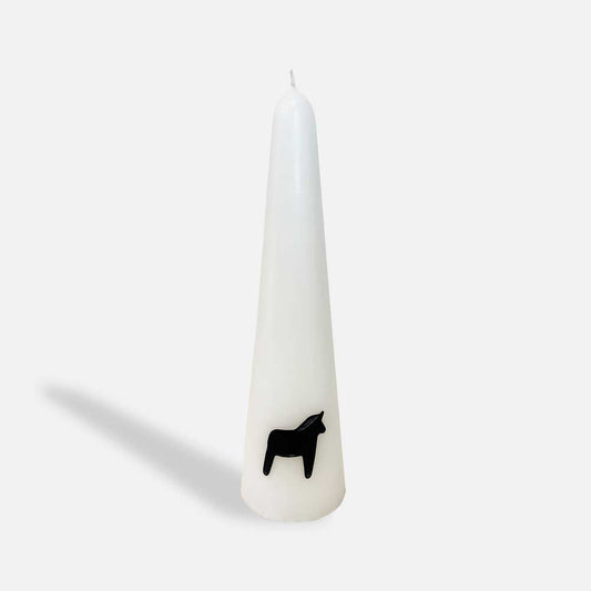 Candle cone Dala horse white
